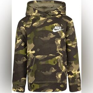 Nike Youth Boys Club Fleece Camouflage Pullover Hoodie - Olive